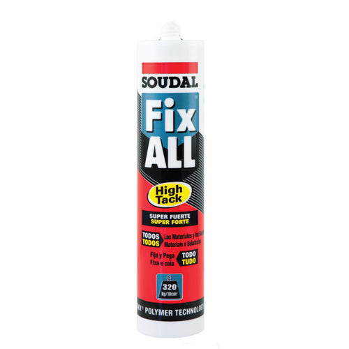 [SKUIMG]H-0760(SOUDAL)|H-0760(SOUDAL).jpg|Fix All High Tack SOUDAL (viscocidad baja) pegamento alta adherencia y resistencia blanco 290ml