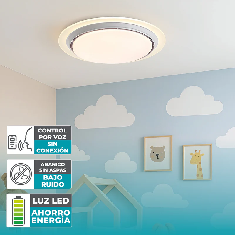 [SKUIMG]JYABL001|JYABL001-FRONTEND-0cZoOTpbEHC4QTzJ.jpg|ABANICO SIN ASPAS LAMPARA LED DIMEABLE 3000-6500K CONTROL POR VOZ VENTILADOR INVISIBLE 20"(52CM) 69W