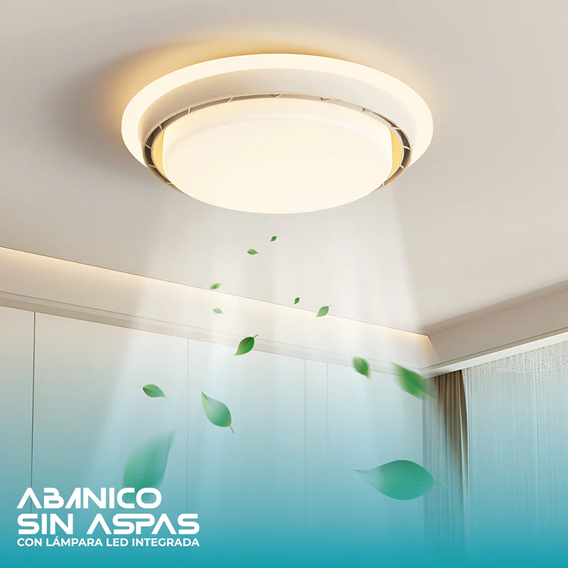 [SKUIMG]JYABL001|JYABL001-FRONTEND-M1NDudD0AL_4bC8O.jpg|ABANICO SIN ASPAS LAMPARA LED DIMEABLE 3000-6500K CONTROL POR VOZ VENTILADOR INVISIBLE 20"(52CM) 69W