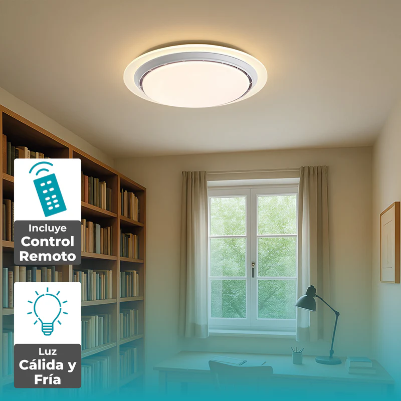 [SKUIMG]JYABL001|JYABL001-FRONTEND-i7fbuF2rHBTGIXlO.jpg|ABANICO SIN ASPAS LAMPARA LED DIMEABLE 3000-6500K CONTROL POR VOZ VENTILADOR INVISIBLE 20"(52CM) 69W