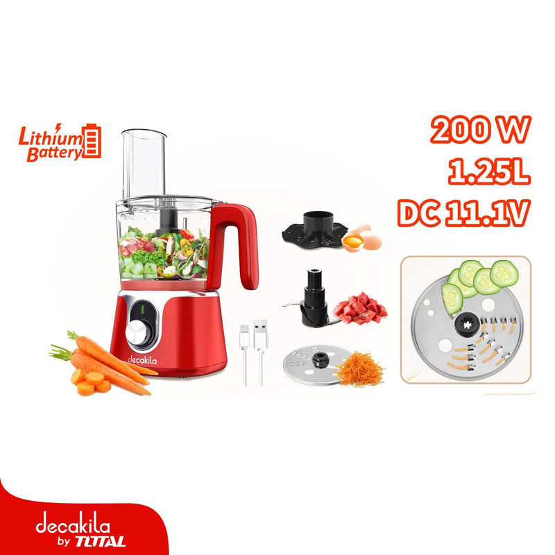 [SKUIMG]KMMG005R|KMMG005R.jpg|PROCESADOR DE ALIMENTOS INALÁMBRICO 200W. 1.25L. 11.1V. CABLE USB. BATERÍA DE LITIO.