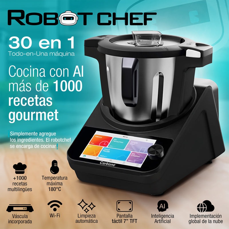 [SKUIMG]KR-K3501|KR-K3501.jpg|ROBOT DE COCINA INTELIGENTE 3L ROBOT CHEF CARBONE 30 EN 1. COCINA 1000 RECETAS CON INTELIGENCIA ARTI