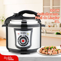 OLLA DE PRESION ELECTRICA MULTIFUNCIONAL 5L 120V 50-60HZ 900W ANTIADHERENTE. INCLUYE ACCESORIOS.