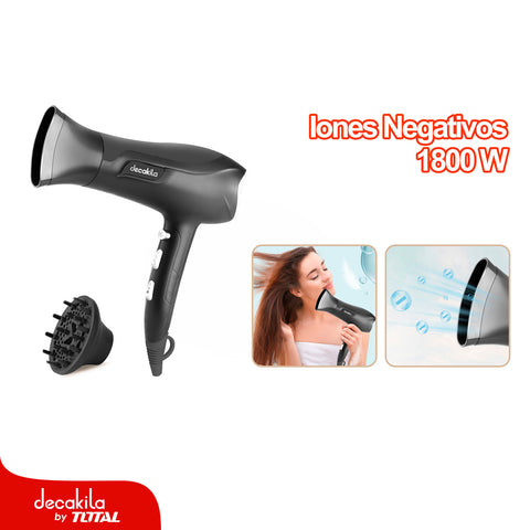 SECADOR DE CABELLO 1800W (FUNCION DE IONIZADO) 2 VELOCIDADES. INCLUYE ACCESORIOS. BLOWER.