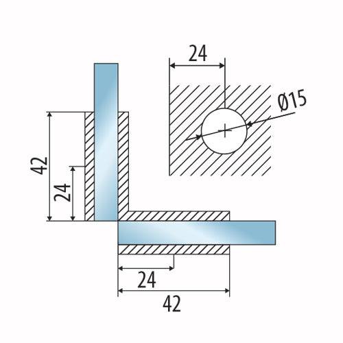 [SKUIMG]L-2545-CP|CONECTOR VIDRIO 90º BRILLANTE. ALTA CALIDAD. 10 AÑOS DE GARANTIA.