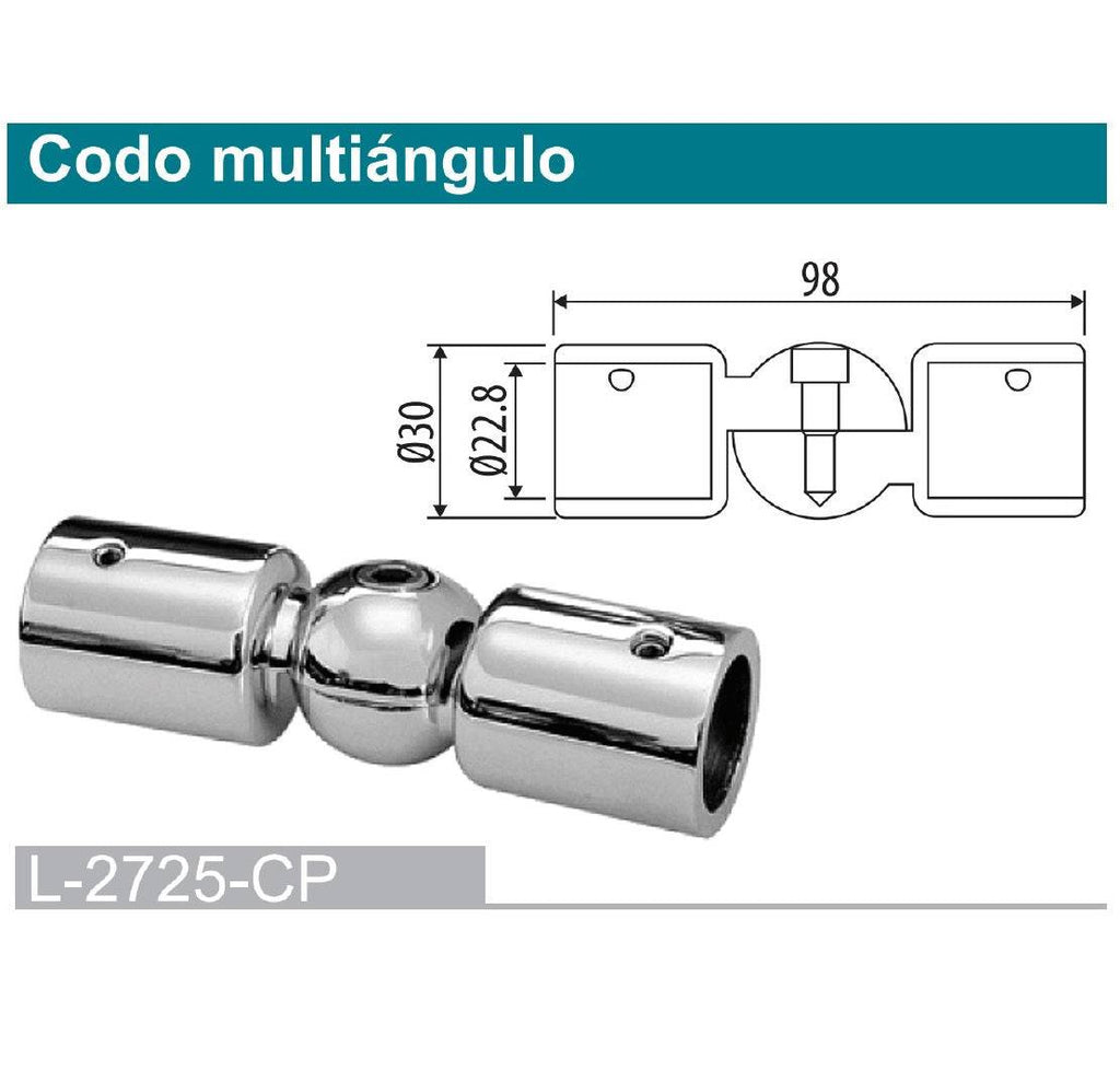 [SKUIMG]L-2725-CP|CODO MULTIANGULO. ALTA CALIDAD. 10 AÑOS DE GARANTIA.
