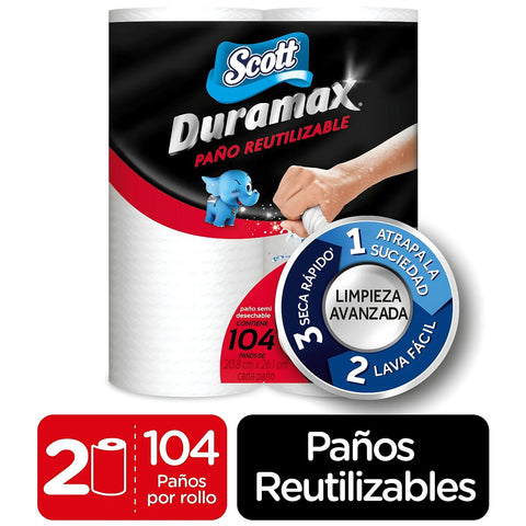 PAPEL TOALLA REUTILIZABLE SCOTT DURAMAX 3D DUO PACK. COLOR BLANCO. SE VENDE EN PAR.