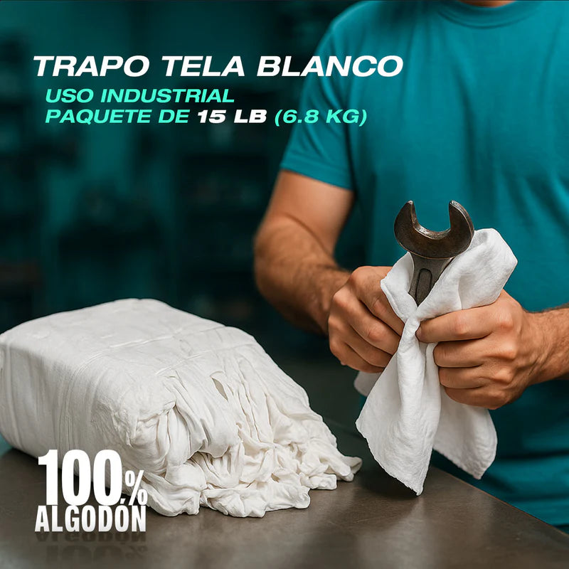 [SKUIMG]L312|L312-FRONTEND-X3rCaXOf2jhBi3n0.png|TRAPO BLANCO USO INDUSTRIAL. 100% ALGODÓN. PAQUETE DE 15LB.