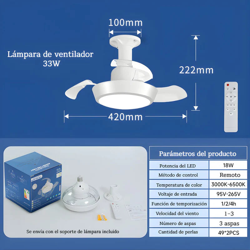 [SKUIMG]LT066|LT066-FRONTEND-SHeu6kH1ErHTk5kB.png|ABANICO DE TECHO 16 SOCKET E27 CON LÁMPARA LED. VENTILADOR INVISIBLE CON ASPAS RETRÁCTILES. LUZ REG