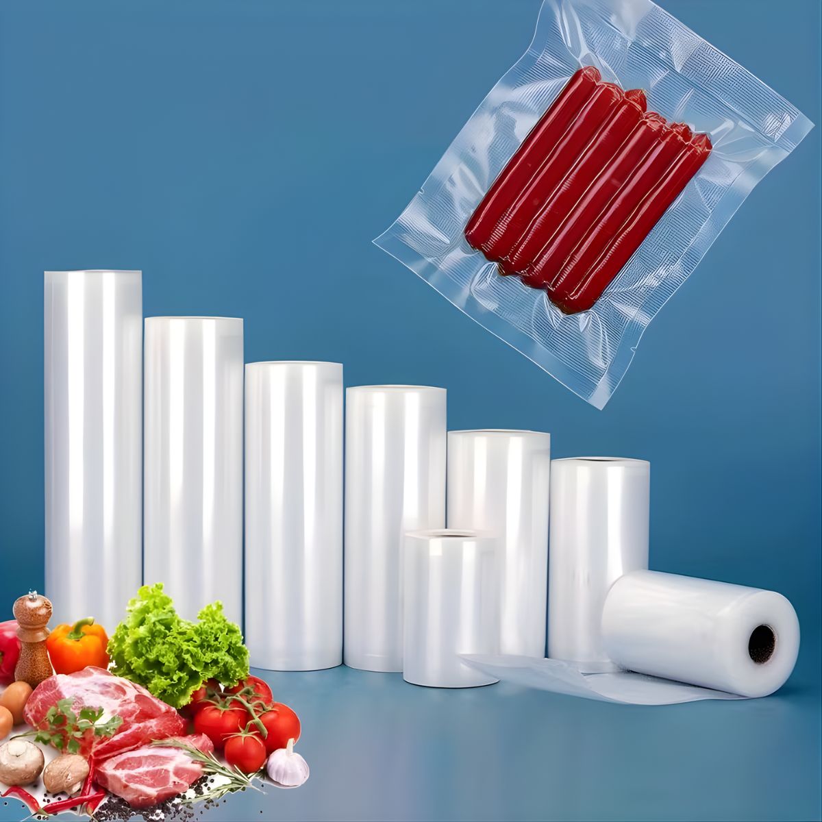 [SKUIMG]LT089|LT089.jpg|Rollos De Bolsas Para Sellado Al Vacío 5Mts Largo Continuo. Libre De BPA. Apto Para Congelador Y Microondas. Rollo De Envasado Al Vacío