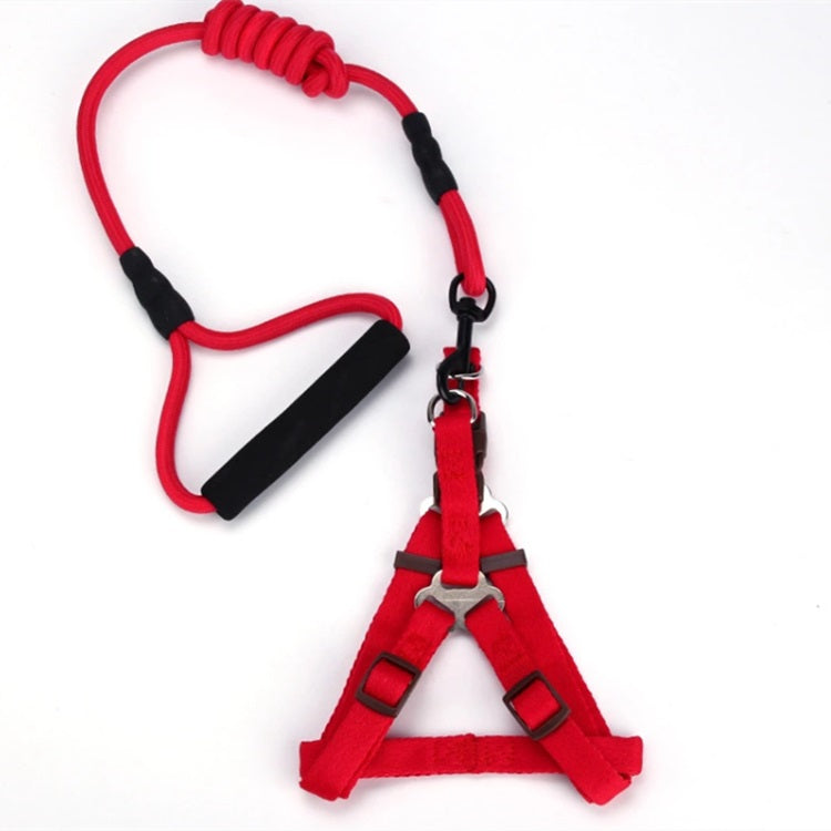 [SKUIMG]MAS104|MAS104.jpg|CORREA Y PECHERA PARA MASCOTAS. COLOR ROJO. TALLA S -TAMAÑO CORREA 8MMX120CM PECHERA 36-52CM
