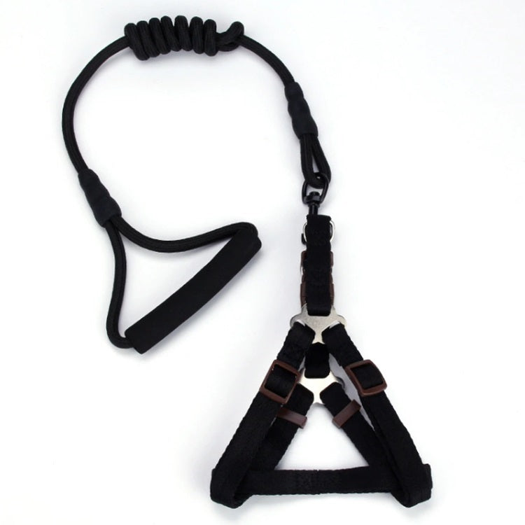 [SKUIMG]MAS109|MAS109.jpg|CORREA Y PECHERA PARA MASCOTAS. COLOR NEGRO. TALLA M -TAMAÑO CORREA 10MMX120CM PECHERA 42-46CM