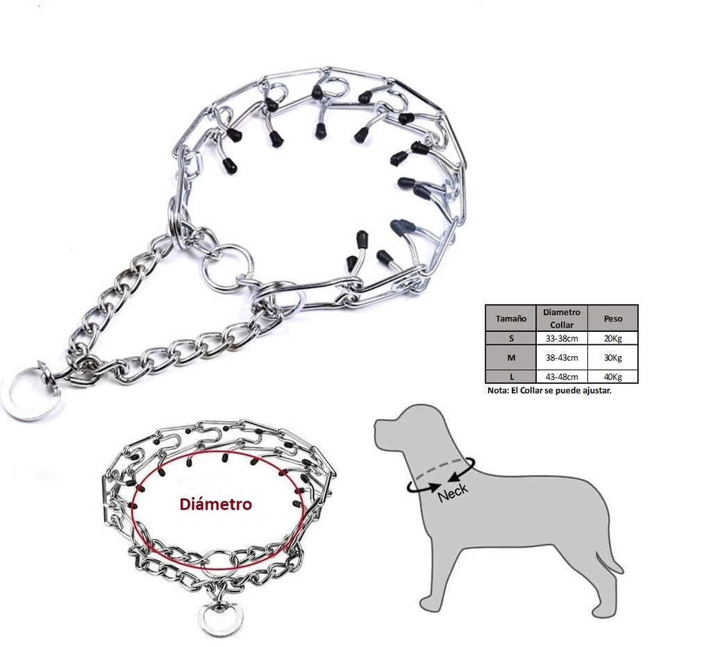 [SKUIMG]MAS134|COLLAR DE ACERO INOXIDABLE PARA ENTRANAMIENTO DE PERROS. TALLA M - RAZAS MEDIANAS.