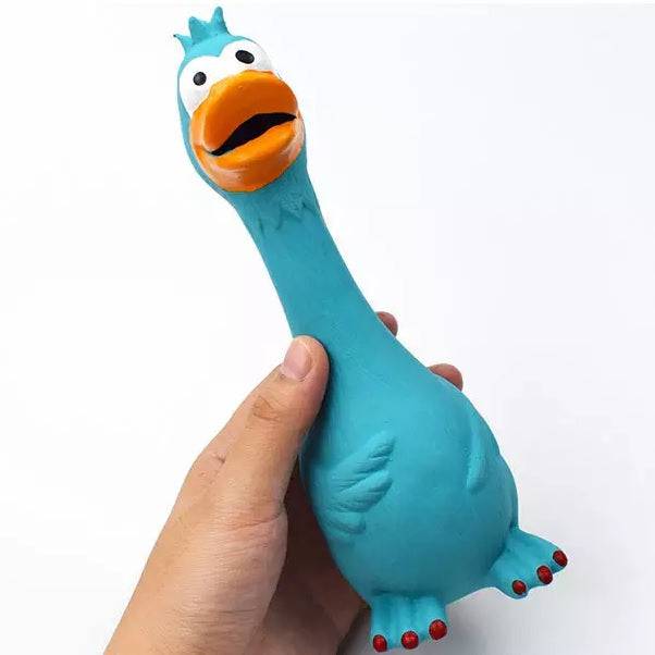[SKUIMG]MAS178|MAS178.jpg|JUGUETE PARA PERRO CON SONIDO. PATO DE LATEX. COLOR AZUL.