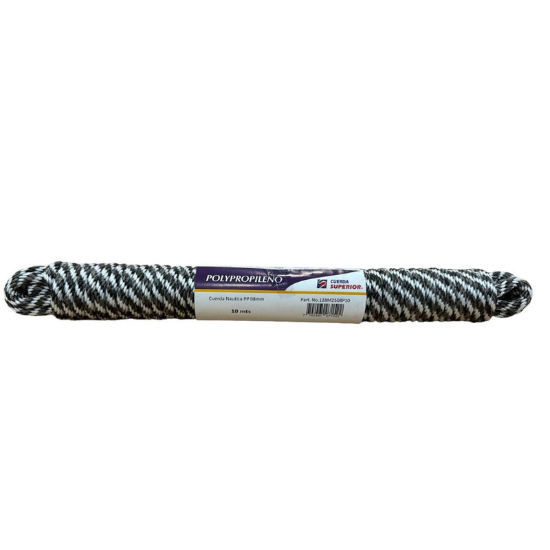 [SKUIMG]MCT128M2506P10|MCT128M2506P10.jpg|CUERDA NAUTICA POLIPROPILENO 6MM X 10M SUAVE AL TACTO. SOGA MECATE