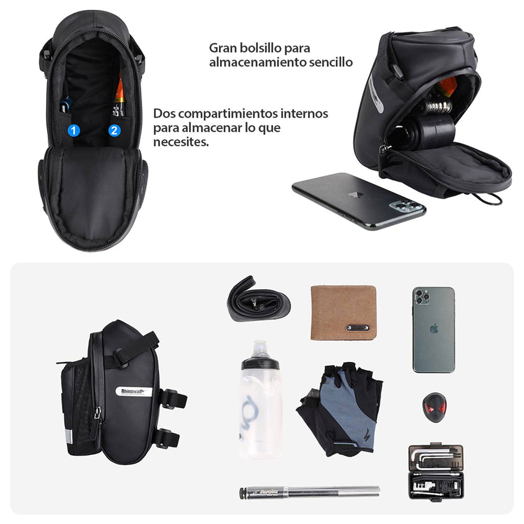 [SKUIMG]MO-POP-RNW-X21559B|BOLSO PARA ASIENTO DE BICICLETA CON PORTA TERMO NEGRO RHINOWALK
