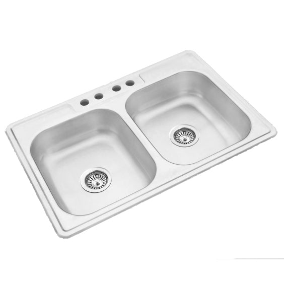 [CARBONE]NES020-L-8356B|FREGADOR DOBLE TINA INOX 33X22X0.6MM 830*560*150MM BOWL DE 355*405MM FREGADERO LAVAPLATOS