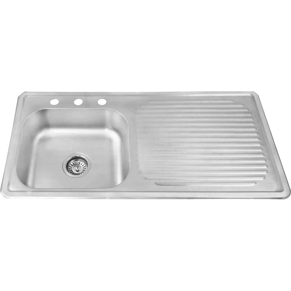 [CARBONE]NES021-L-10050CL|FREGADERO UNA TINA CON ESCURREPLATOS A LAS DERECHA 100X50CM