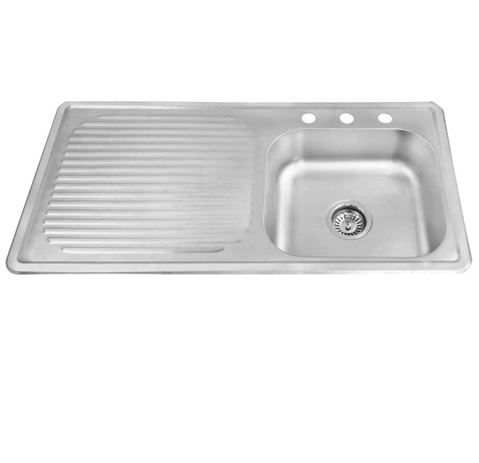 [CARBONE]NES022-L-10050CR|FREGADERO UNA TINA CON ESCURREPLATOS A LAS IZQUIERDA 100X50CM
