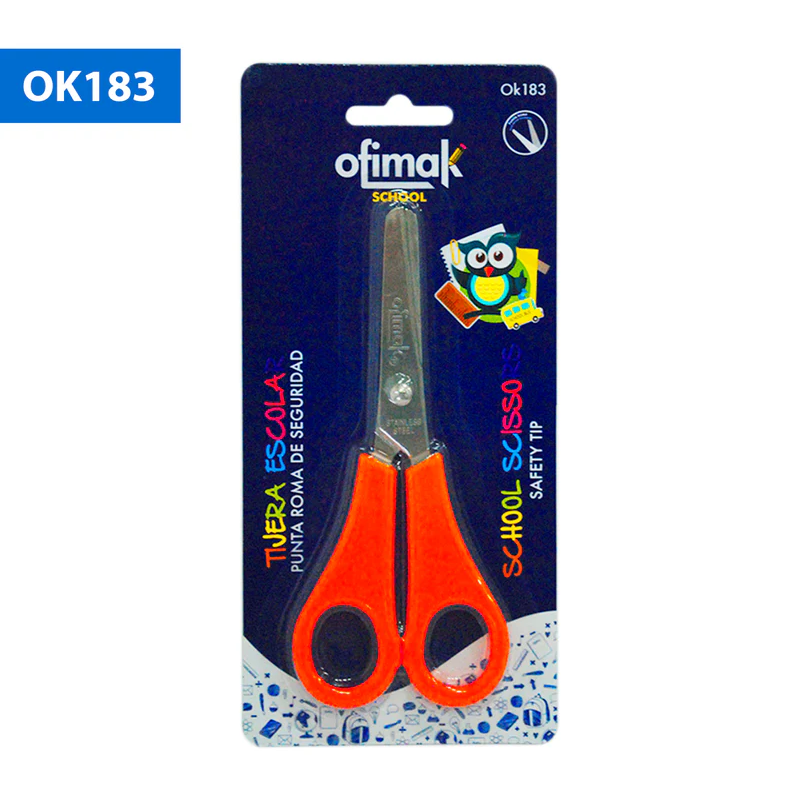 [SKUIMG]OFI-053|OFI-053-FRONTEND-ln3rqsE1rFMisESS.png|TIJERA DE 5 PULGADAS ESCOLAR CON PUNTA REDONDA, COLORES SURTIDOS, MARCA OFIMAK