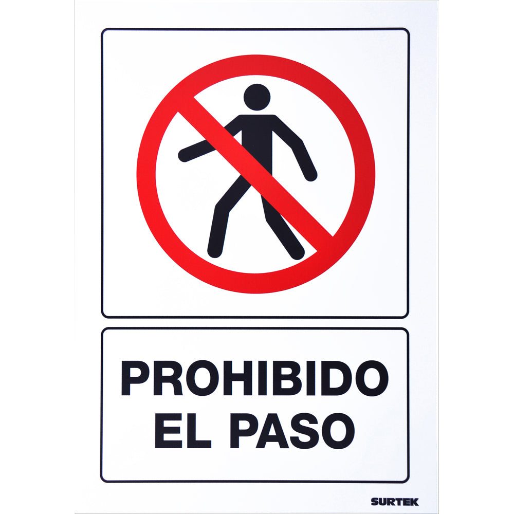 [SKUIMG]P0423-SES41|LETRERO "PROHIBIDO EL PASO" SURTEK
