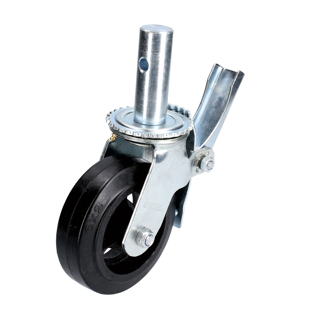 [SKUIMG]P0485-RA20B|P0485-RA20B.jpg|RODAJA PARA ANDAMIO DE HULE CON FRENO DE 8" SURTEK
