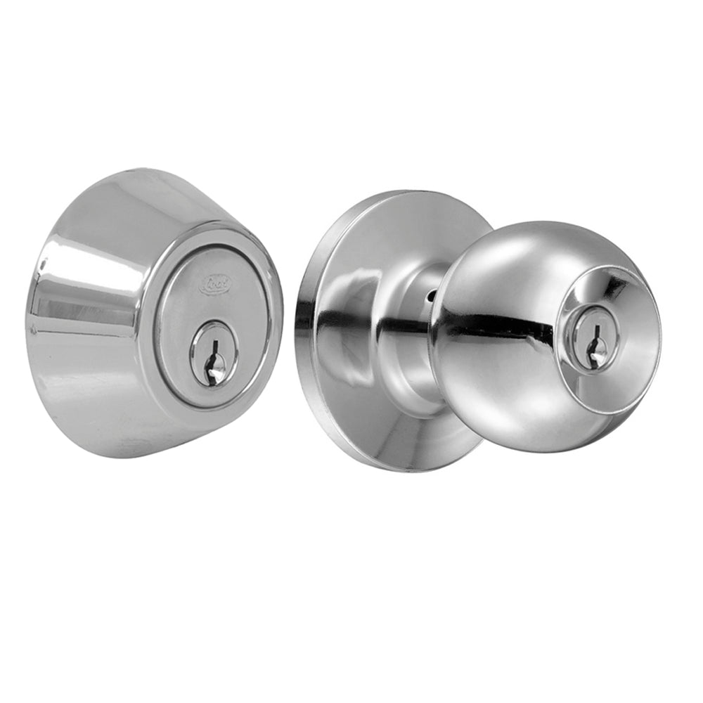 [SKUIMG]P1064-10CB|P1064-10CB.jpg|COMBO POMO BOLA Y CERROJO DOBLE, ACERO INOXIDABLE LOCK