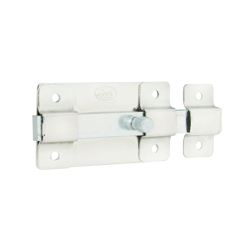 [SKUIMG]P1282-L035NIB|P1282-L035NIB.jpg|PICAPORTE PASADOR DE SOBREPONER 5 CM NÍQUEL SATINADO LOCK