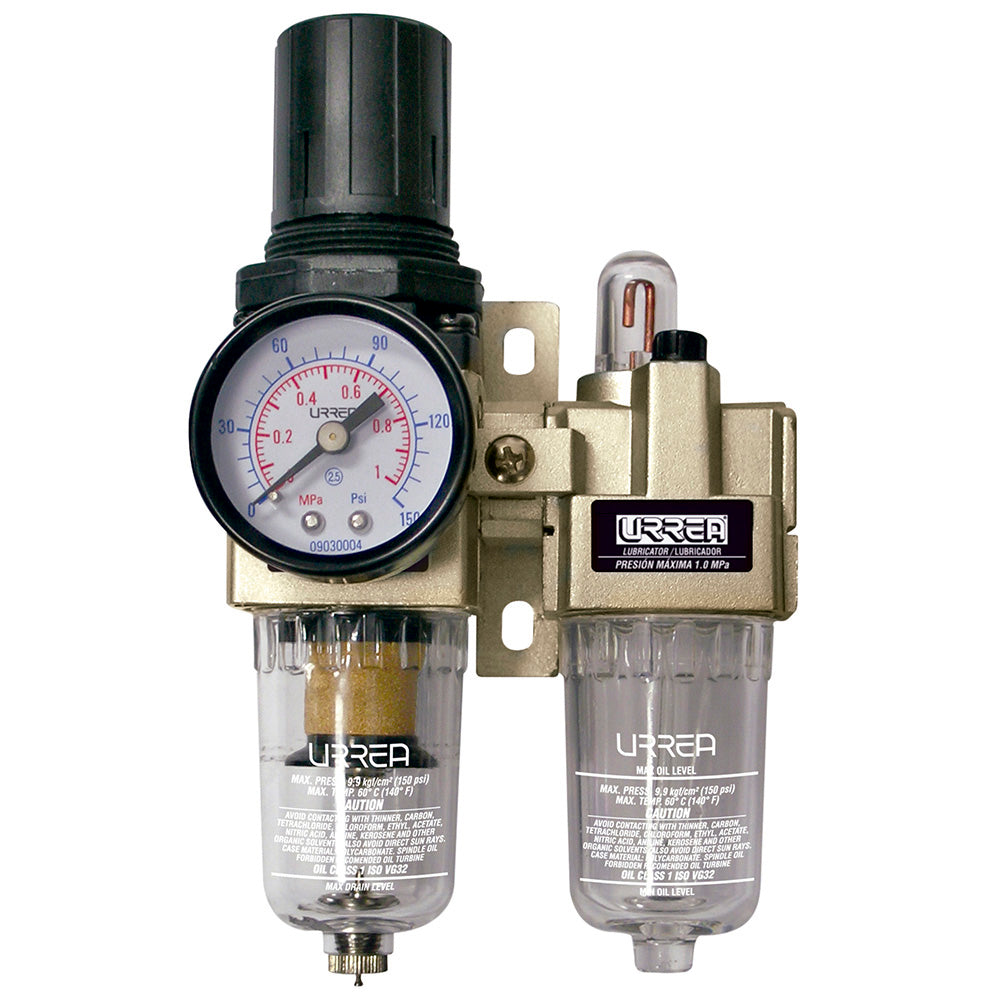 [SKUIMG]P1426-UPWL3|P1426-UPWL3.jpg|FILTRO REGULADOR Y LUBRICADOR DE AIRE 3/8" NPT URREA