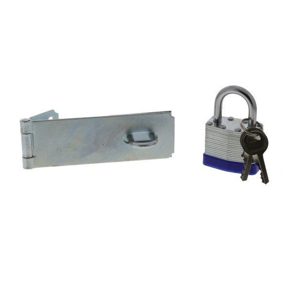 [SKUIMG]PA053-32025|PA053-32025.jpg|ALDABA DE SEGURIDAD DE 4-1/2" CON CANDADO DE 1-1/2"