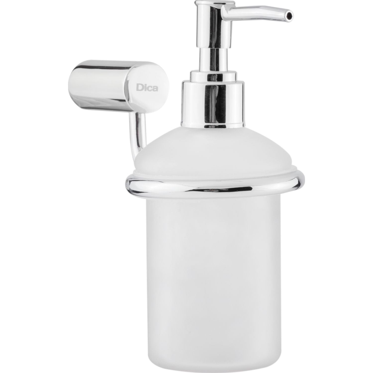 [SKUIMG]PB003-1508|PB003-1508.jpg|DISPENSADOR PARA JABÓN LÍQUIDO. CONTENEDOR DE VIDRIO Y COMPONENTES METÁLICOS.
