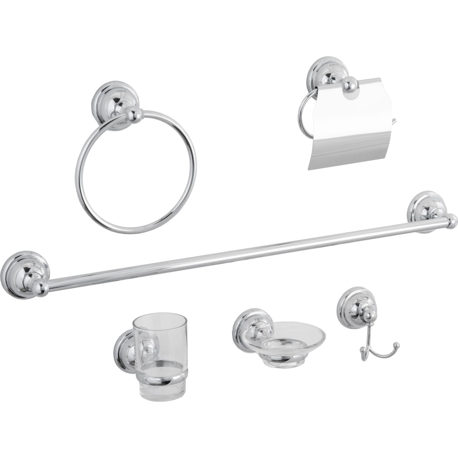 [SKUIMG]PB015-2600|PB015-2600.jpg|JUEGO DE ACCESORIOS DE BAÑO DE PARED DE 6 PIEZAS
