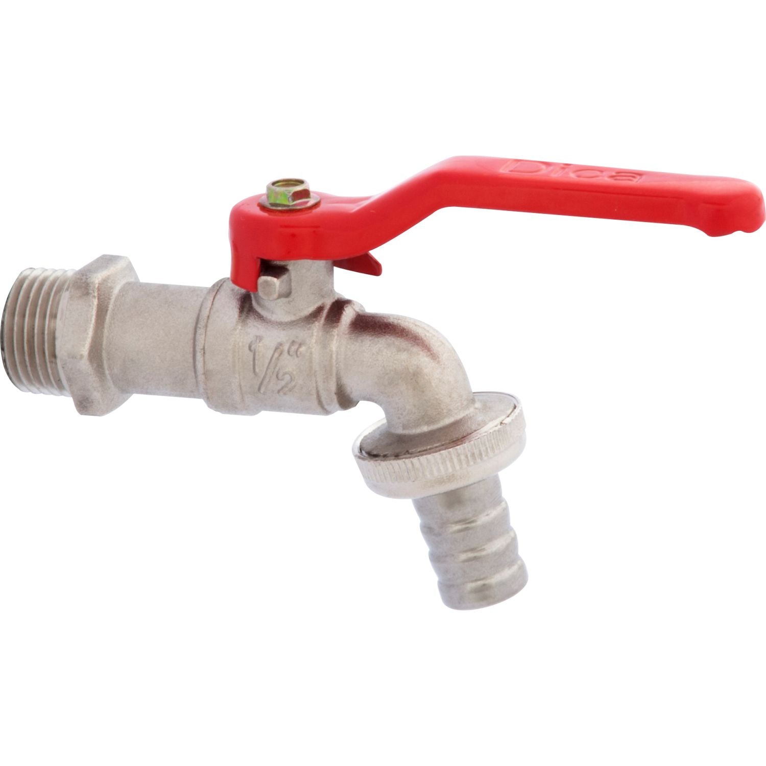 [SKUIMG]PB025-4020|PB025-4020.jpg|LLAVE DE JARDÍN PARA MANGUERA CON PALANCA DE MEDIO GIRO. CON COUPLING DE MANGUERA (SIN ROSCA)