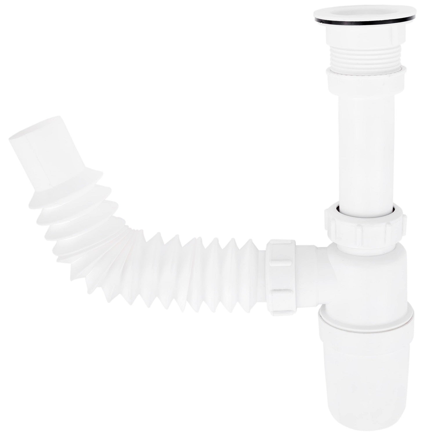 [SKUIMG]PB125-3732CP|PB125-3732CP.jpg|TRAMPA PLÁSTICA FLEXIBLE PARA FREGADORES CON CONECTOR DESAGUE
