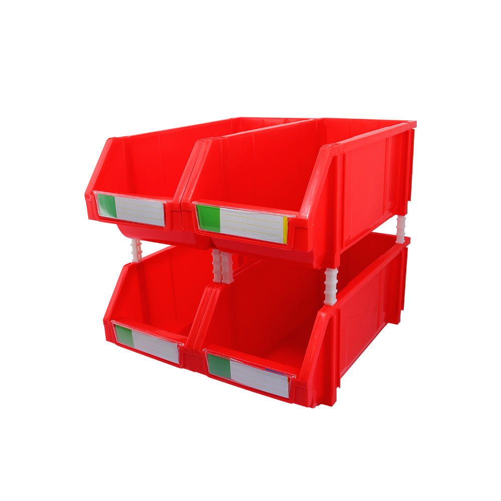 [SKUIMG]PK04|PK04.jpg|(PACK 8 PZAS) CAJAS APILABLES ENCAJABLES DE PIN MEDIANA 300ANCH*450 PROFUN.*175 ALTO MM. COLOR ROJO.