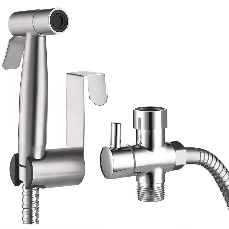 [SKUIMG]PLC007|DUCHA SANITARIA ACERO INOXIDABLE 304 DE MANO TIPO TELEFONO ALTISIMA CALIDAD SET 4 PIEZAS CON ACCESOR