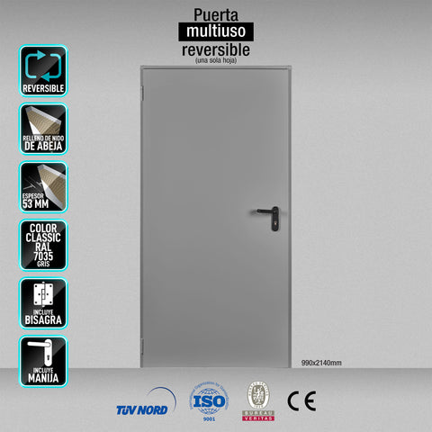 [SKUIMG]PP004-PMU-PG009-GRIS7035|PP004-PMU-PG009-GRIS7035.jpg|PUERTA MULTIUSO REVERSIBLE 990X2140MM MARCO MC3 COLOR GRIS 7035