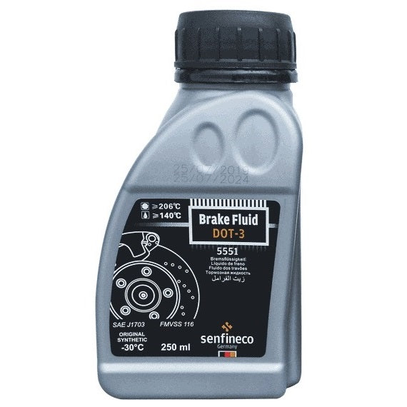 LIQUIDO DE FRENO DOT3 250 ML (8 OZ). SENFINECO BRAKE FLUID