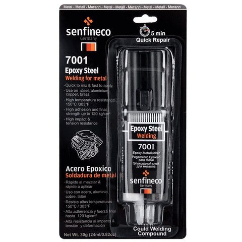 [SKUIMG]PTEX40|PTEX40.jpg|PEGAMENTO EPOXICO DE SECADO RAPIDO 5 MINUTOS PARA METAL 24ML (0.82OZ). SENFINECO EPOXY STEEL