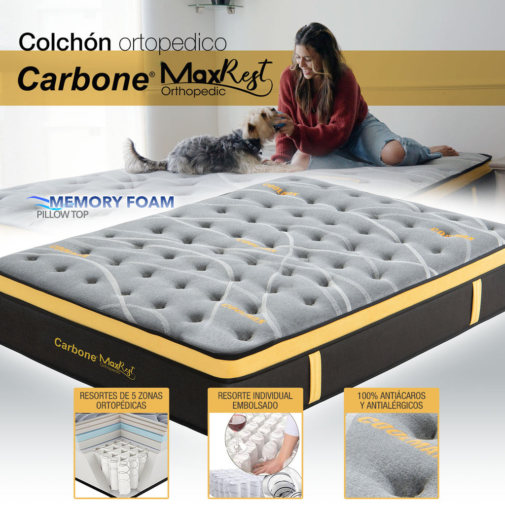 [SKUIMG]REST03|REST03.jpg|COLCHONES EMPACADOS AL VACÍO PILLOW 152*203CM-QUEENTOP MEMORY FOAM CON RESORTES 30CM ESPESOR (12") C