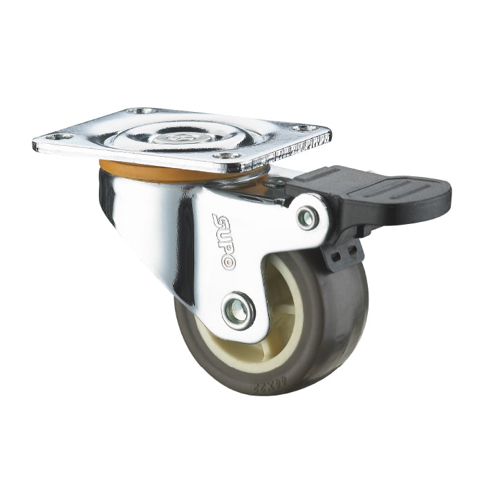[SKUIMG]RU009|RU009.jpg|RUEDA GIRATORIA CON FRENO SERIE LIVIANA 38 MM
