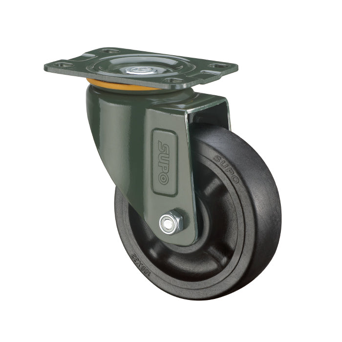 [SKUIMG]RU032|RU032.jpg|RUEDA GIRAT SERIE TRABAJO MEDIANO 100MM 4" CAPACIDAD RUEDA 105KG NYLON NEGRO ALTA TEMPERAT 260 Cº