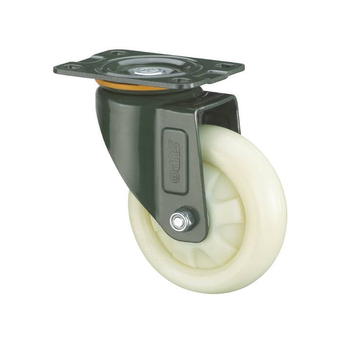 [SKUIMG]RU042|RU042.jpg|RUEDA GIRATIORIA SERIE TRABAJO MEDIANO 75MM 3" CAPACIDAD POR RUEDA 122KG POLIOLEFINA BLANCA