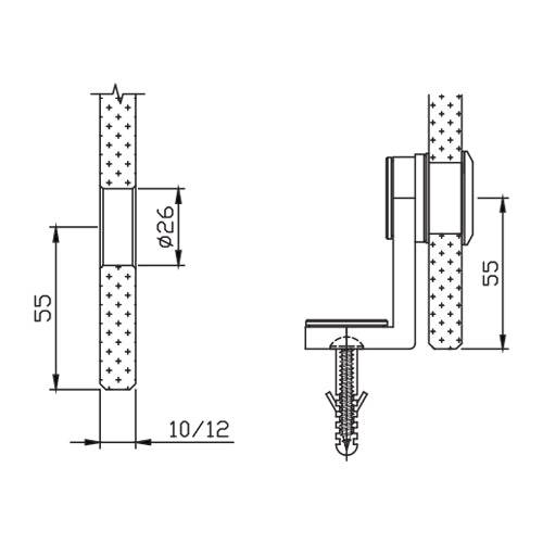 CONECTOR MURO VIDRIO. 304 SATI