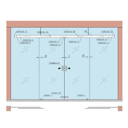 [SKUIMG]SA8610A-2DOOR-KIT-SS|SA8610A-2DOOR-KIT-SS.jpg|KIT SIST.CORREDERA PUERTA DOBL