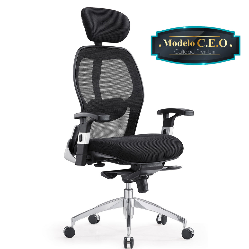 [SKUIMG]SCH-H8072|SCH-H8072.jpg|SILLA EJECUTIVA DE OFICINA MESH TOP QUALITY ALTA CON POSA CABEZAS ACOLCHADO. MODELO C.E.O