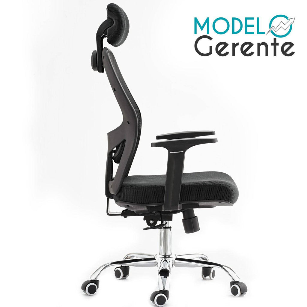 [SKUIMG]SCH-H8074B|SCH-H8074B.jpg|SILLA EJECUTIVA DE OFICINA MESH PREMIUM TIPO ALTA CON POSA CABEZAS. MODELO GERENTE