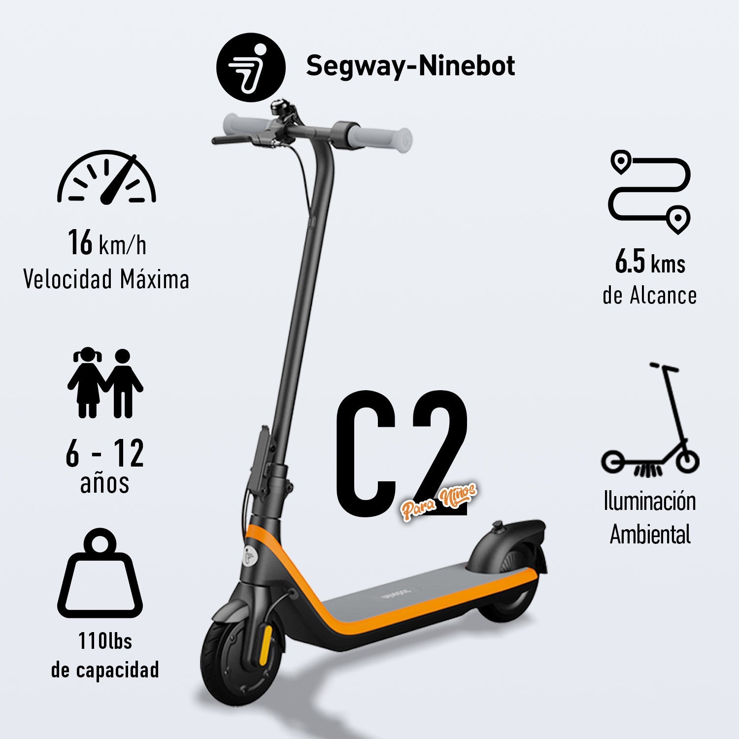[SKUIMG]SEG01.7|SEG01.7.jpg|SCOOTER SEGWAY NINEBOT C2 MONOPATÍN PARA NIÑOS