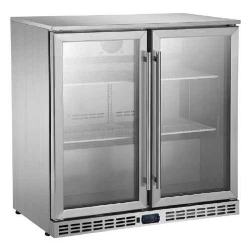 [SKUIMG]SH44|SH44.jpg|REFRIGERADOR BAR 2 PUERTAS VIDRIO 900*520*800MM 110V/60HZ 1C~8C 195W