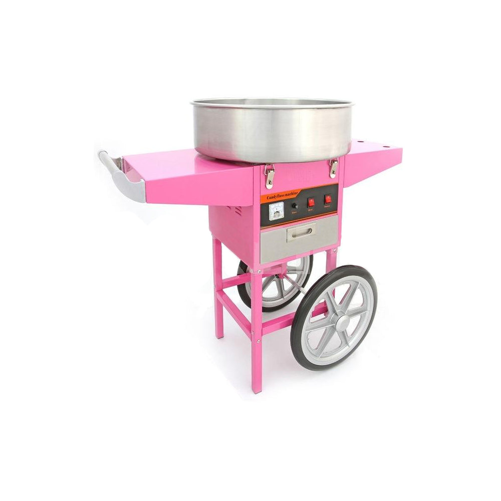 [SKUIMG]SK10|SK10_1773877202909_1.jpg|MAQUINA DE ALGODON DE AZUCAR CON CARRO INCLUIDO 1030W . 520 MM DE DIAMETRO. 110V 60HTZ(1 A�O)